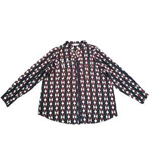 Calvin Klein Geometric Blouse - Red, Black, White
